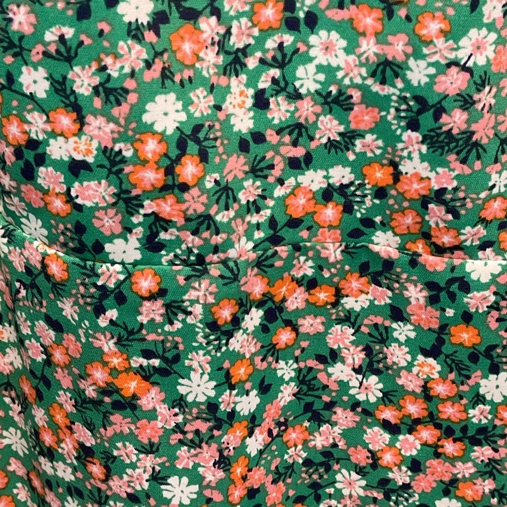 Vintage Altar'd State Green Floral Mini Dress w/ smocking Size L - Picture 4 of 9